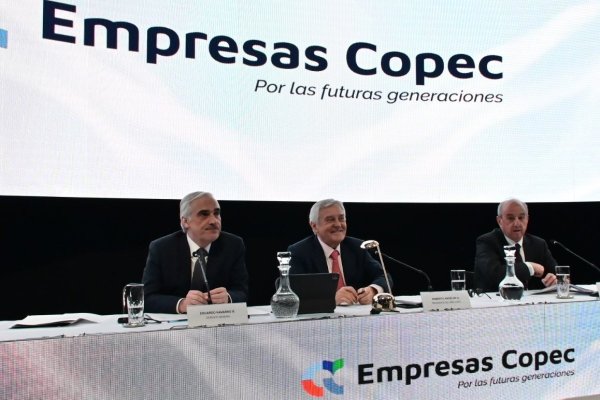 Roberto Angelini, presidente de Empresas Copec (al centro), encabezando la junta de accionistas.